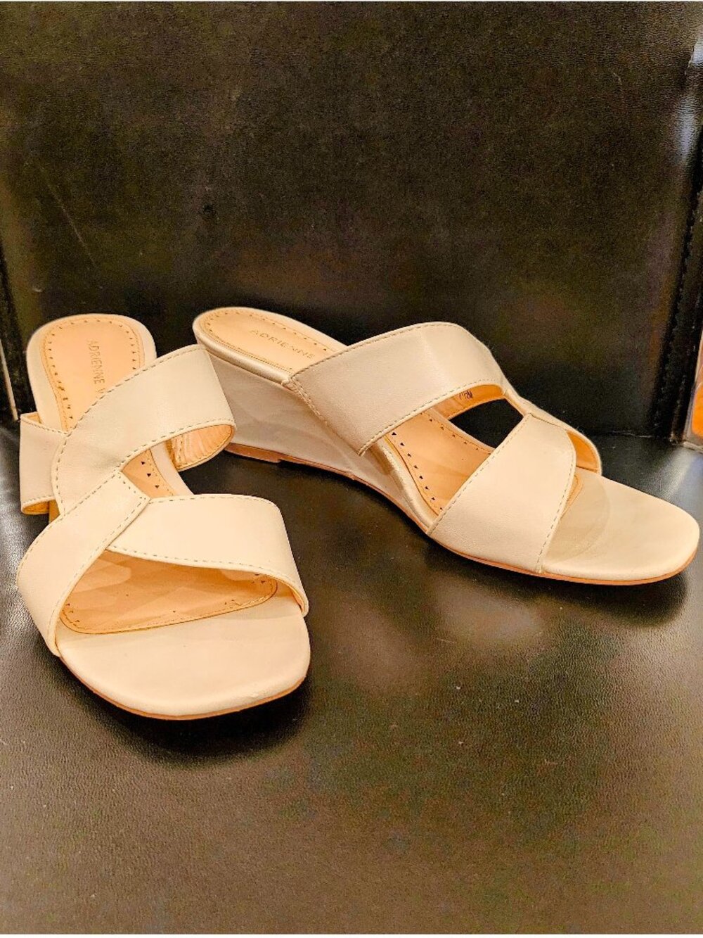 Adrienne Vittadinia Aiden Wedge Sandals in Light Tan
